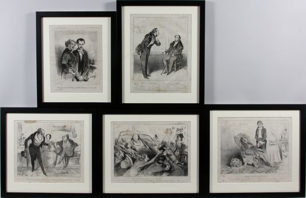 Appraisal: Honore Daumier French - five lithographs of political and social