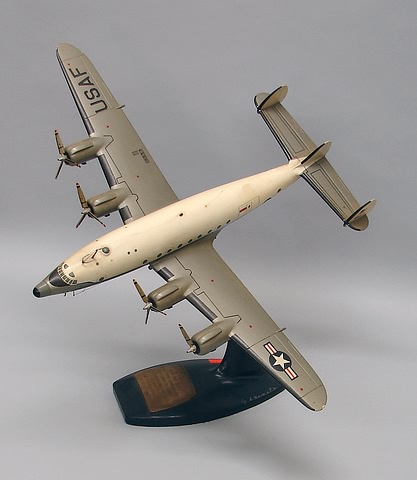 Appraisal: Airplane model measuring x on stand with presentation plaque To