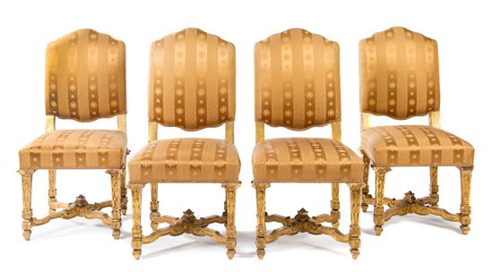 Appraisal: Sale Lot A Set of Four Louis XIV Style Giltwood