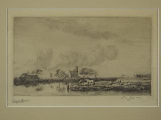 Appraisal: JOSEPH BUDKO ISRAEL - Dutch Pastoral Landscape etching in black