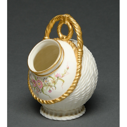 Appraisal: A Royal Worcester globe wicker violet vase with gilt rope