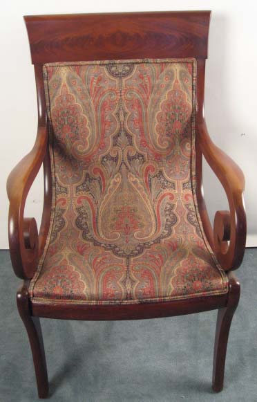 Appraisal: An American Empire Open-arm Chair mahogany with a roll top