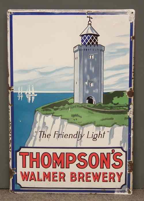 Appraisal: An early th Centyury enamelled advertising sign for ''Thompson's Walmer