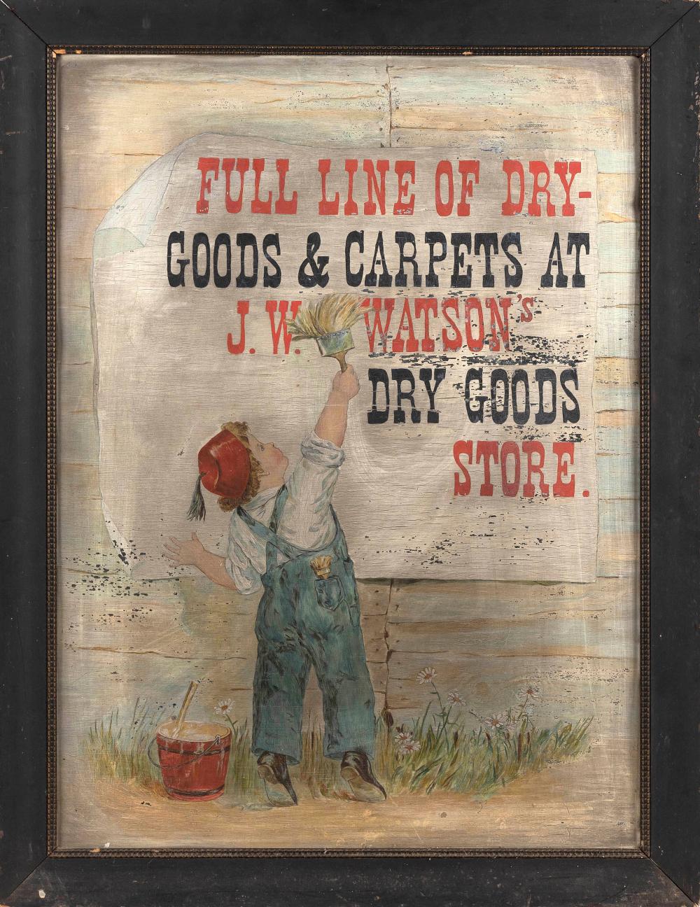 Appraisal: TIN TRADE SIGN AMERICA EARLY TH CENTURY X FRAMED X