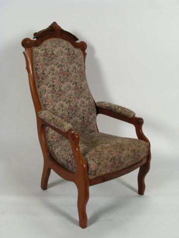 Appraisal: Victorian walnut arm chair padded upholstered seat back and arms