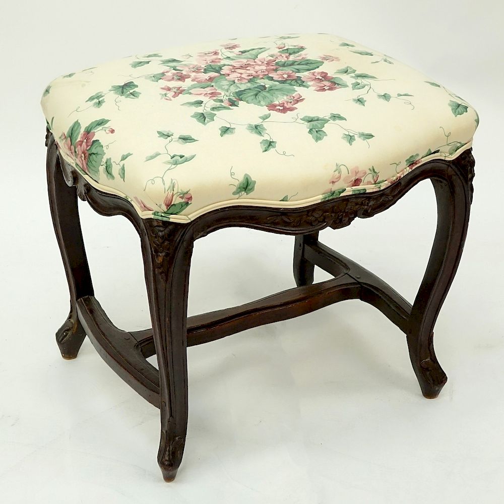 Appraisal: th Century Louis XV French Carved Wood and Upholstered Tabouret