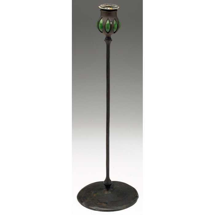 Appraisal: Tiffany Studios candlestick bronze with an original patina original blown-out