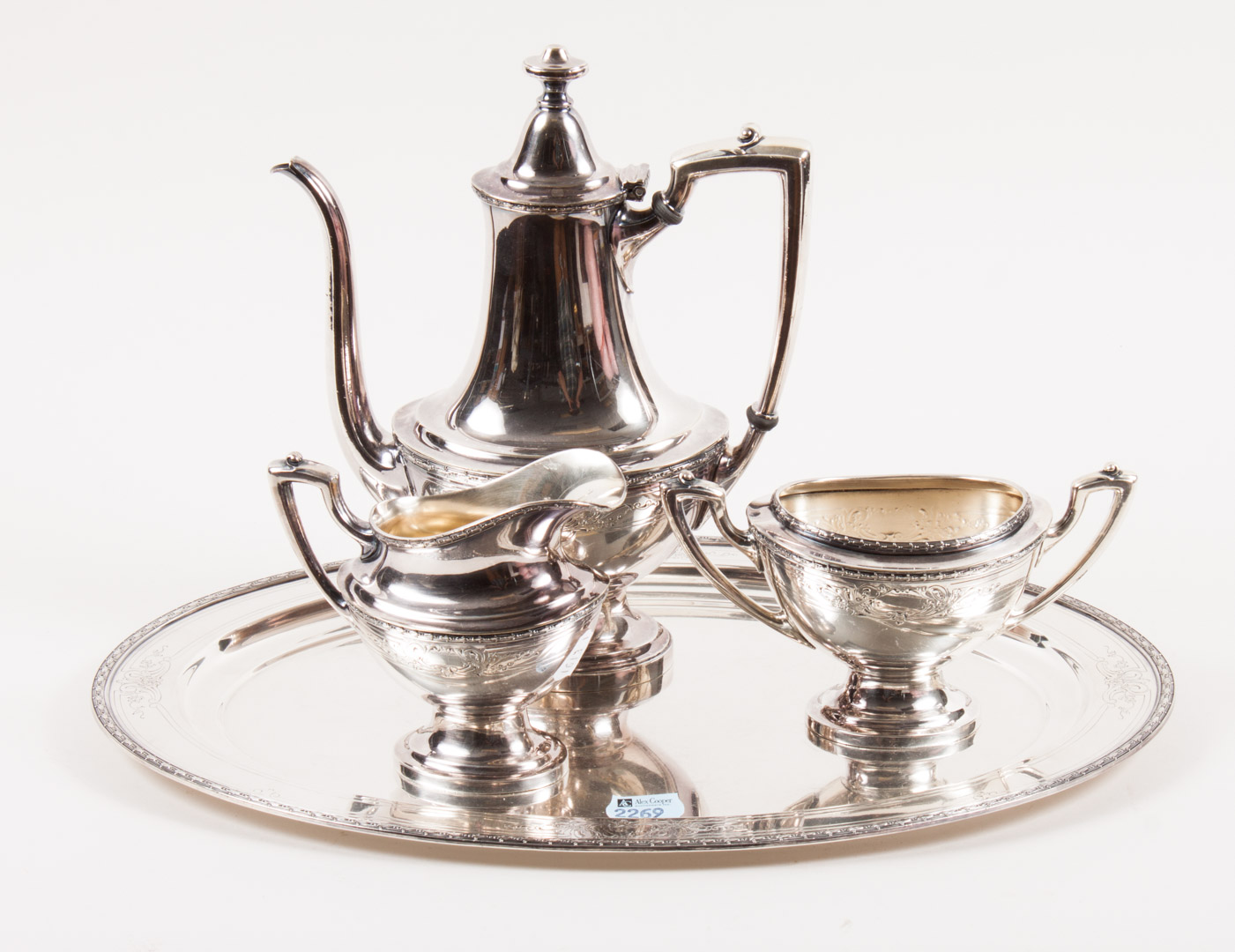 Appraisal: Wallace silver-plated -piece demitasse set including coffee pot in H