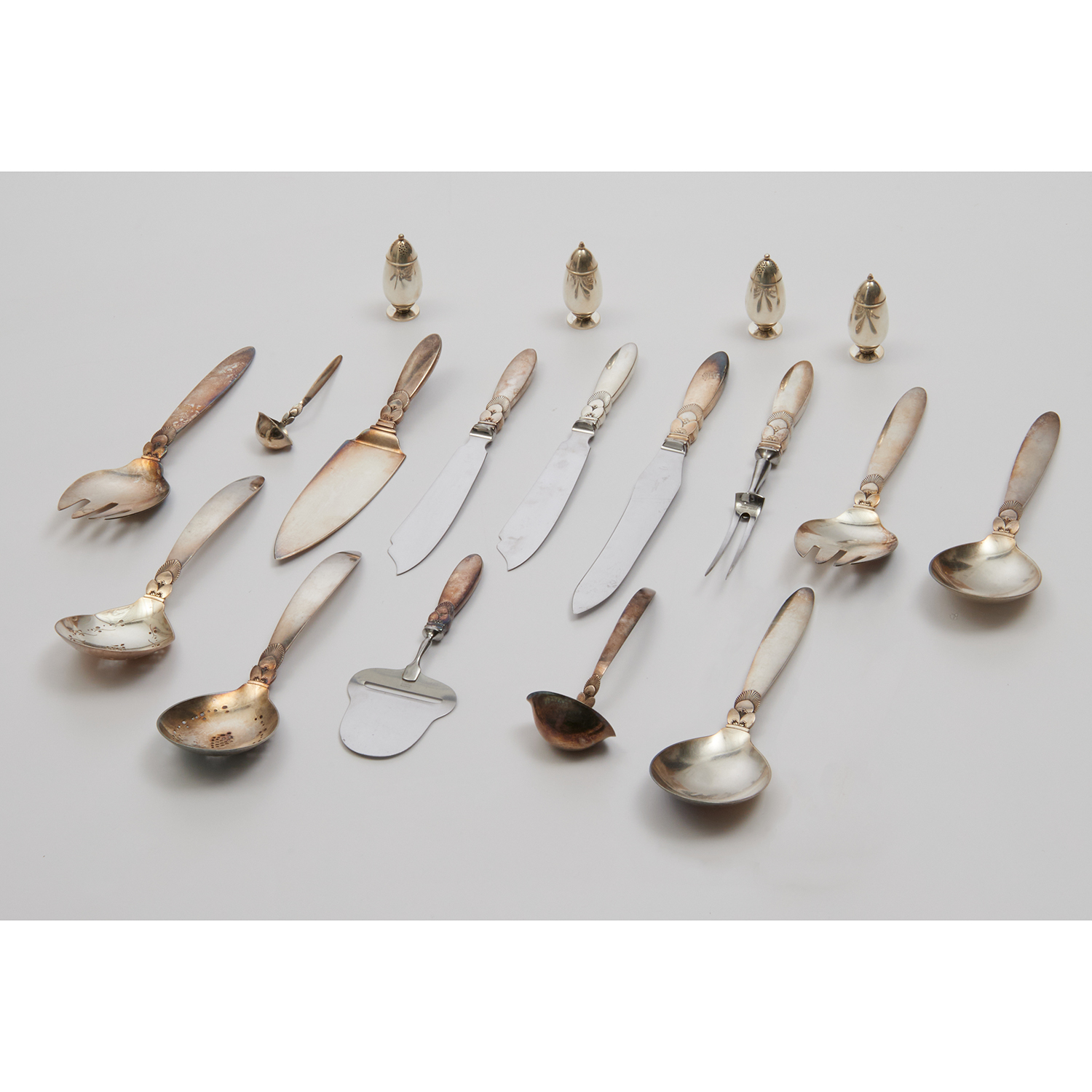 Appraisal: GEORG JENSEN 'CACTUS' SERVING PIECES Introduced Denmark sterling silver including