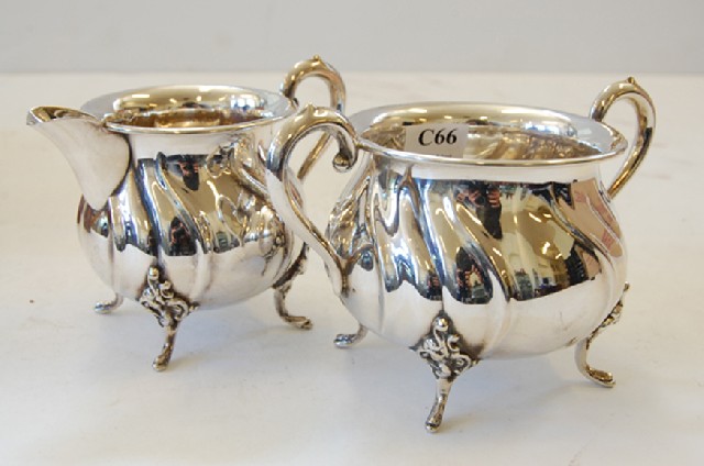 Appraisal: DANISH SILVER CREAMER AND SUGAR