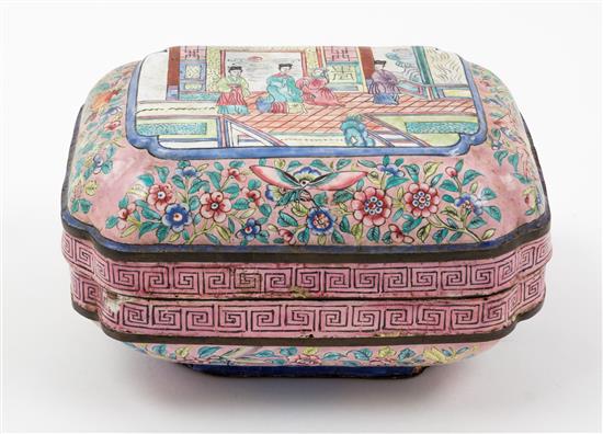 Appraisal: Sale Lot A Chinese Enameled Metal Box decorated with figures