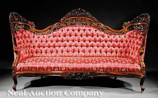 Appraisal: A Fine American Rococo Carved and Laminated Rosewood Sofa mid-