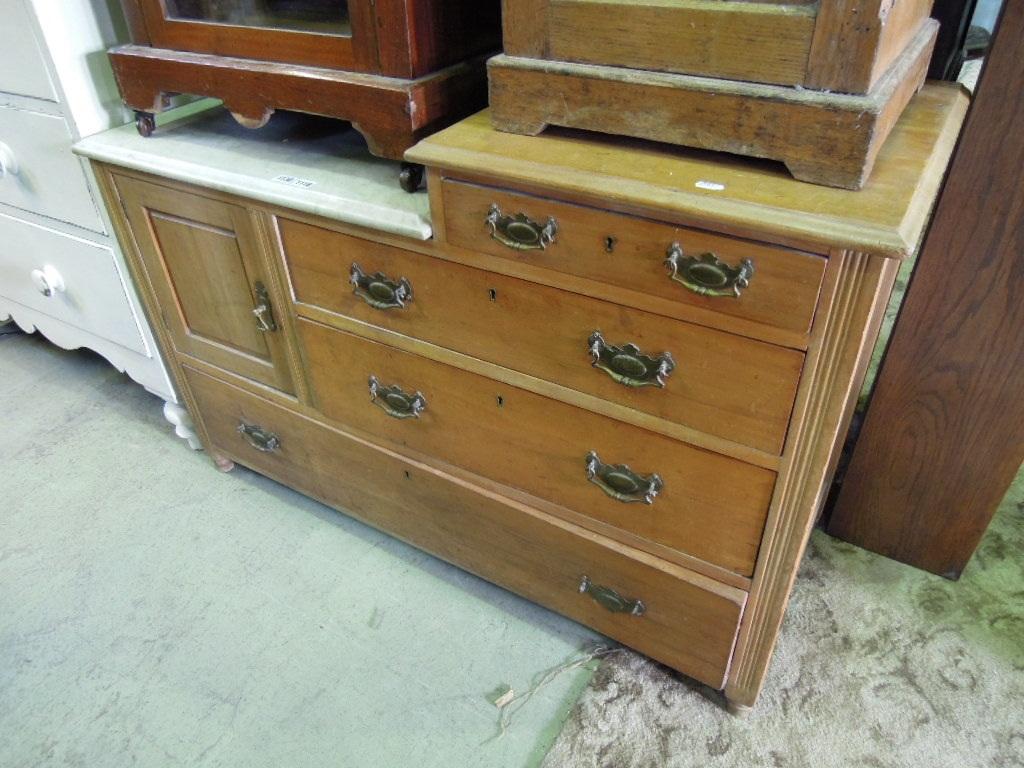 Appraisal: An Edwardian satin walnut washstand of stepped form fitted and