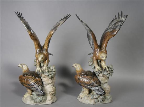 Appraisal: A Pair of Spanish Porcelain Eagle Figural Groups Lladro Height