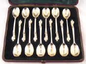 Appraisal: A cased set of twelve substantial silver coffee spoons with