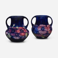 Appraisal: Moorcroft Pottery Pansy vases pair c - glazed earthenware h