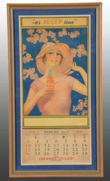 Appraisal: Orange Julep Calendar Description Rare calendar to find Framed under