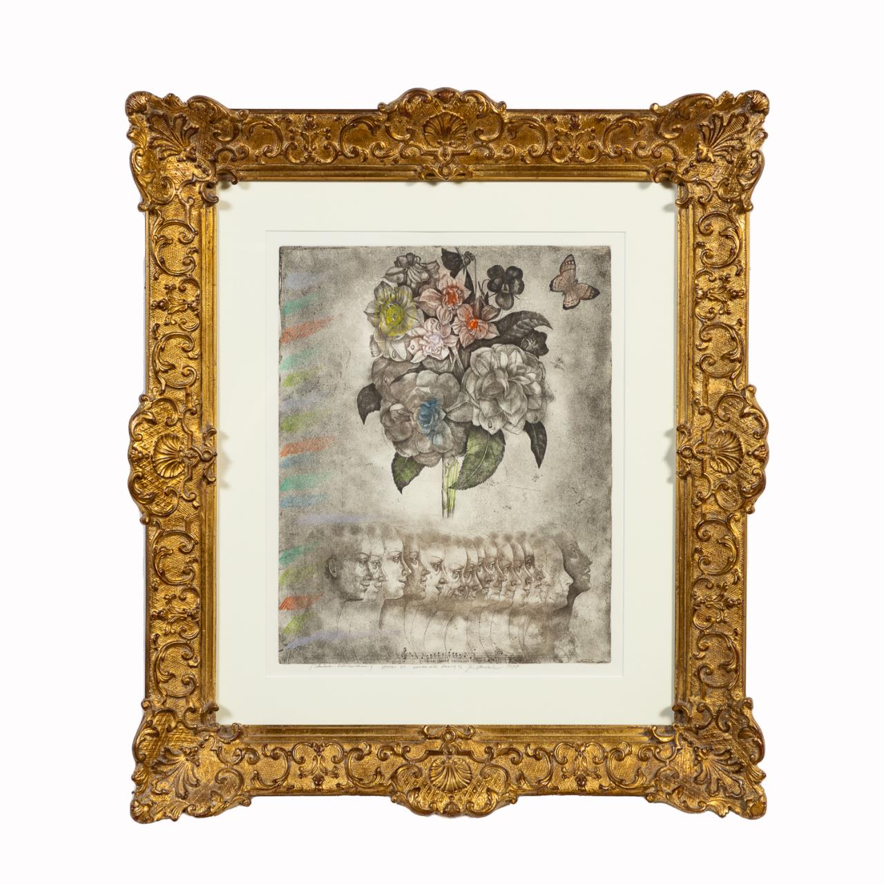 Appraisal: JIRI ANDERLE VANITAS XII FRAMED ETCHING Jiri Anderle Czechoslovakian born