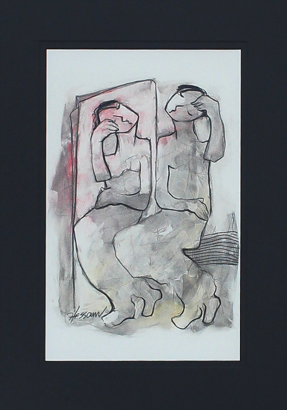 Appraisal: ABRISHAMI Hessam Iranian born Figure in Front of Mirror Pencil