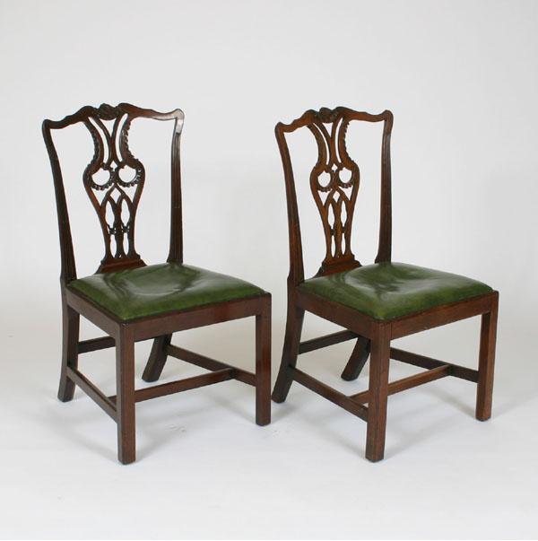 Appraisal: A pair of English side chairs Gothic Revival splat straight