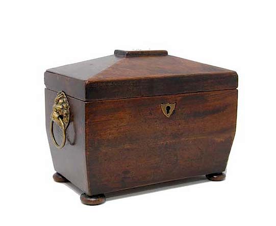 Appraisal: Antique Mahogany Tea Caddy Antique Mahogany Tea Caddy Measures tall