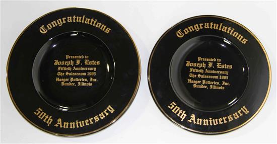 Appraisal: Sale Lot Two Commemorative Haeger Pottery Chargers each inscribed Presented