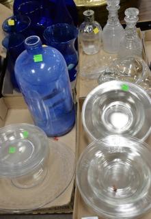 Appraisal: Four box lots including crystal bowls and decanters and cobalt