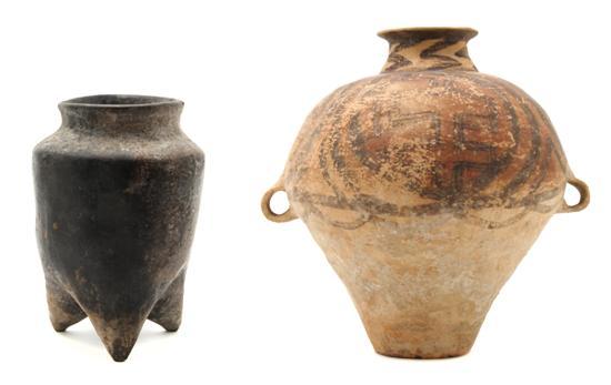 Appraisal: Group of Two Chinese Neolithic Pottery Vessels one having tripod