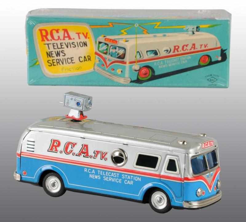 Appraisal: Tin RCA Television Truck Friction Toy Description Japanese Working Made