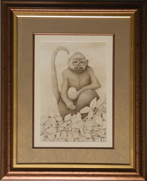 Appraisal: Jon Johnson pencil drawing of a monkey x