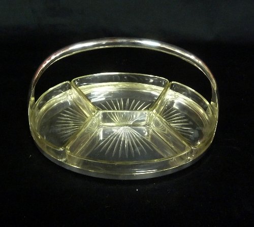 Appraisal: A plated biscuits and cheese dish fitted five glass liners