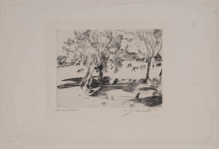 Appraisal: LOVIS CORINTH - TWO ETCHINGS Landscape with cows x in