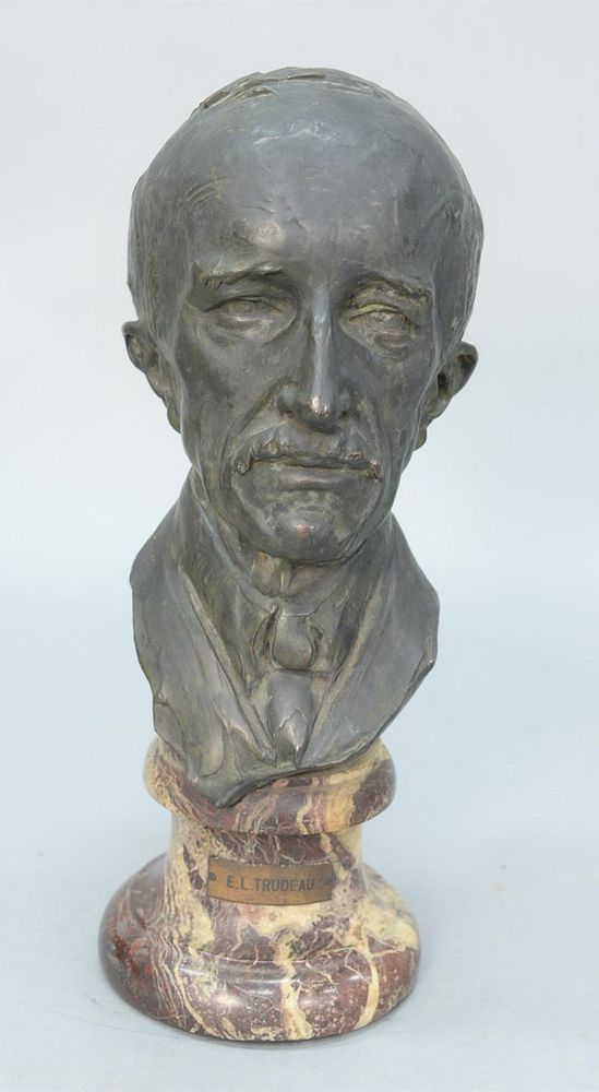 Appraisal: Bronze Bust of E L Trudeau on marble pedestal base