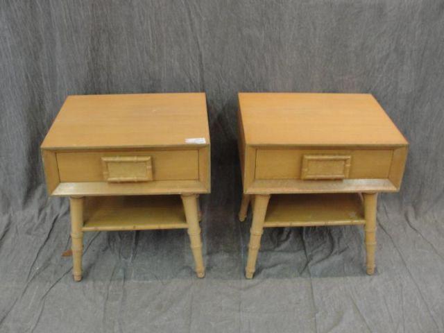 Appraisal: Pair of Midcentury End Tables with Bamboo Trim From a