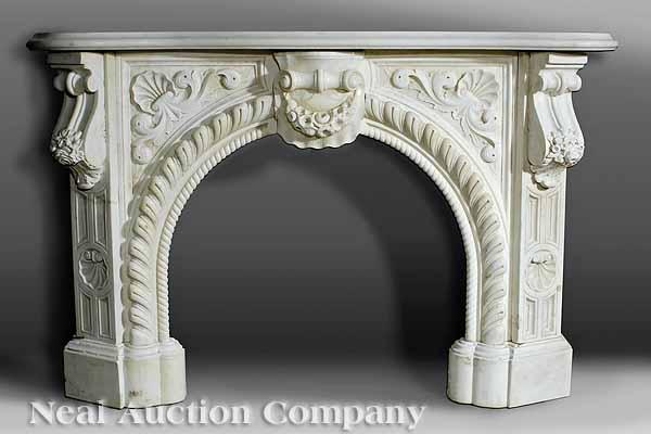 Appraisal: An Antique White Marble Mantel in the Italianate Style th