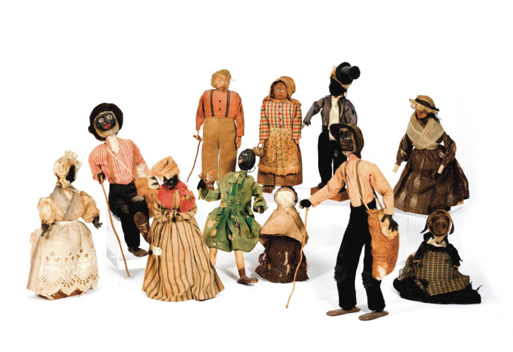 Appraisal: GROUP OF TWENTY-ONE SOUTHERN BLACK CHARACTER DOLLS Each with head