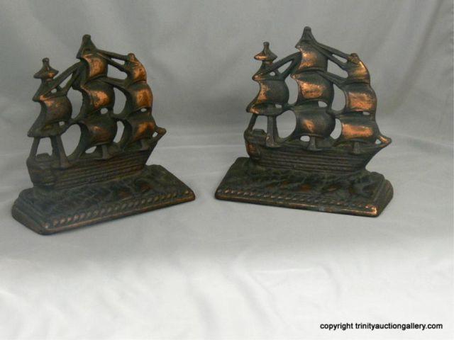 Appraisal: Vintage Burwood Company Old Ironsides Bookends - Sailing Ships