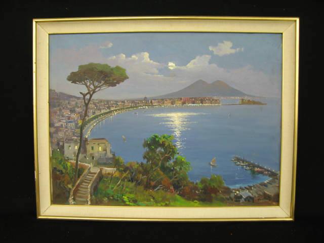 Appraisal: Fortini Oil Italian Costal Landscape image area x