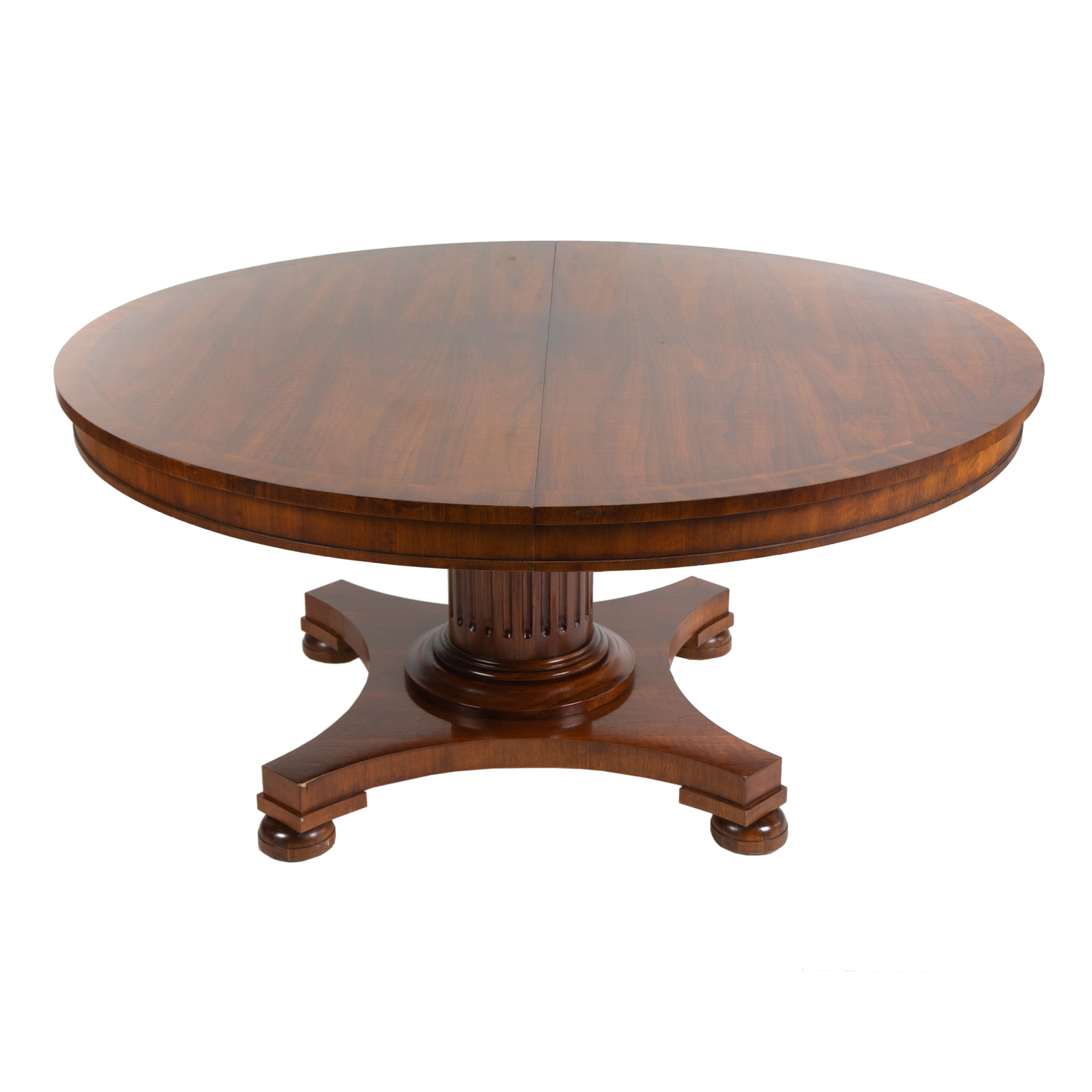 Appraisal: REGENCY STYLE ROUND PEDESTAL DINING TABLE th century figural mahogany