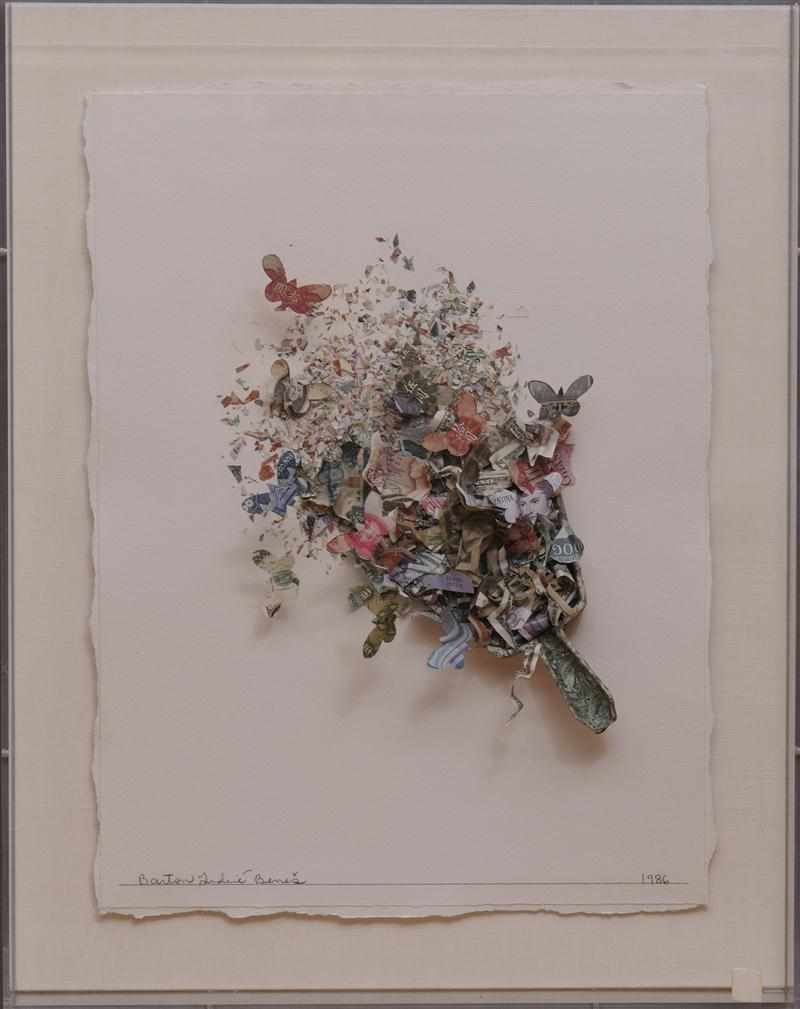 Appraisal: BARTON BENES AMERICAN b UNTITLED BUTTERFLIES Mixed media collage signed