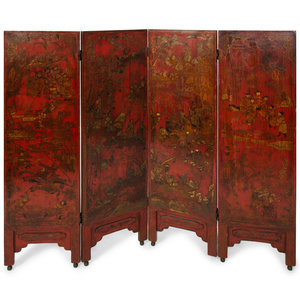 Appraisal: A Chinese Coromandel Lacquer Four-Panel Screen TH TH CENTURY Each