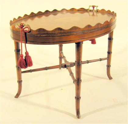 Appraisal: Sheraton style satinwood inlaid tray on stand H in W