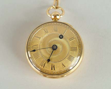 Appraisal: EARLY K YELLOW GOLD OPEN FACE POCKET WATCH BY DAVIS