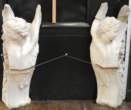 Appraisal: ANTIQUE PAIR MARBLE CHERUBS H each Property from the NYC