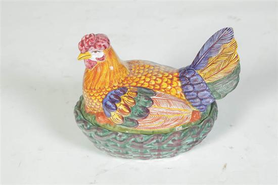 Appraisal: DELFT FIGURAL TUREEN Continental th century Hen on nest with