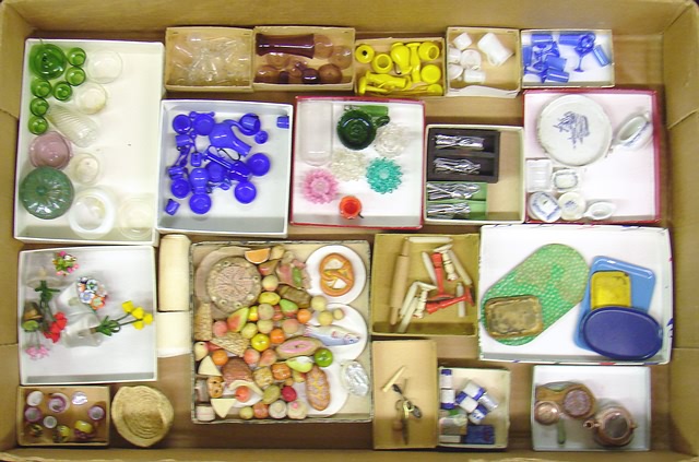 Appraisal: Lot of minis Food stuffs china sets glassware trays metal