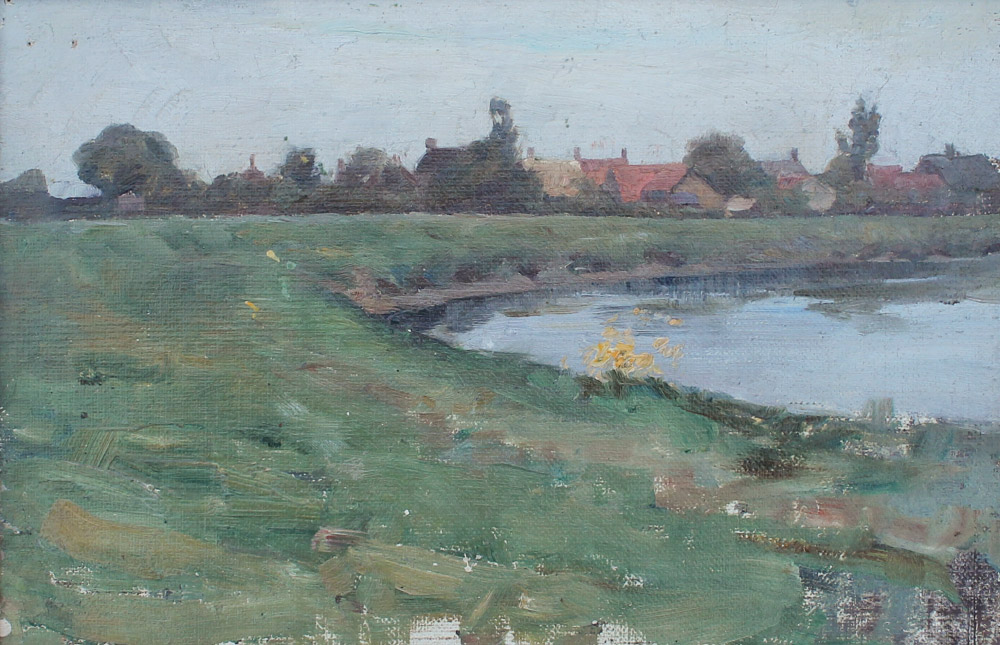 Appraisal: REID Robert Payton English - ''Village by the River'' Oil