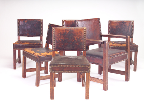 Appraisal: GUSTAV STICKLEY Six early dining chairs one arm- and five