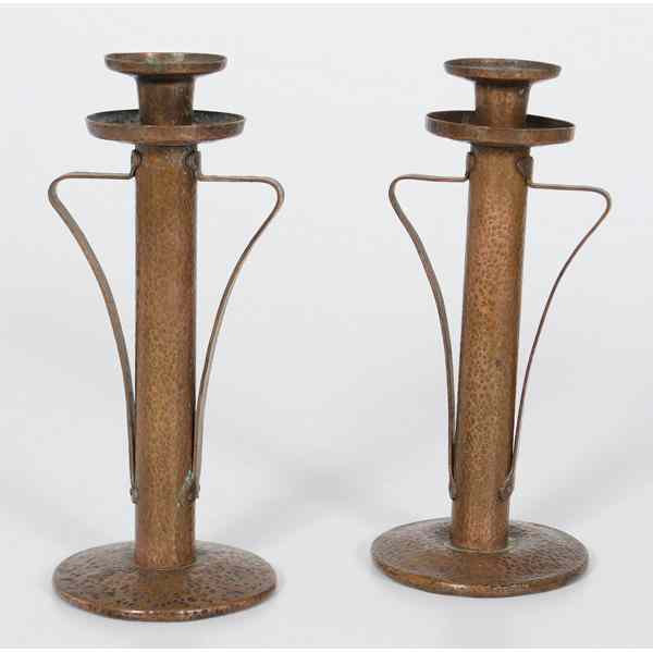 Appraisal: Onondaga Metal Shops Candlesticks for Stickley America early th century