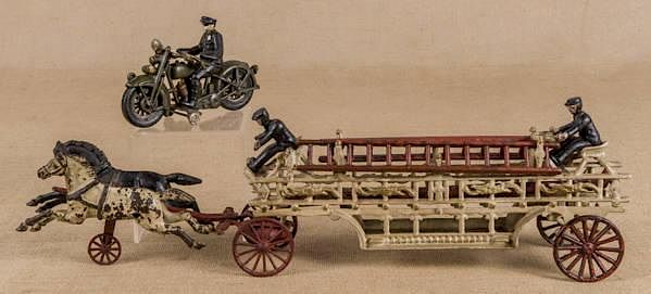 Appraisal: Reproduction cast iron horse drawn ladder wagon Reproduction cast iron